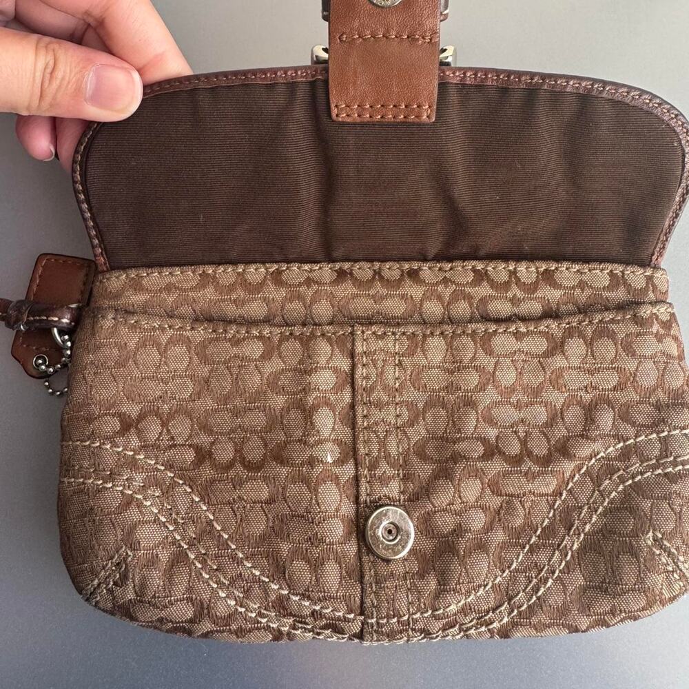 Coach Y2K Brown Signature Mini Wristlet - Picture 5 of 7
